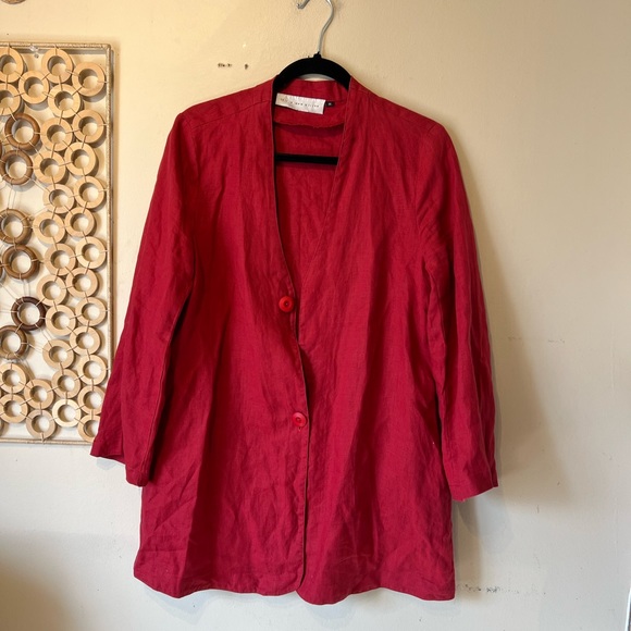Its a new vision medium red linen oversized blazer/ blouse…. - Picture 3 of 9